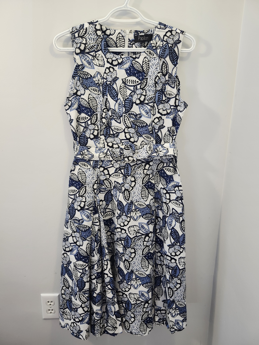 Papillon Blanc Blue & White Floral Fit-and-Flare Dress